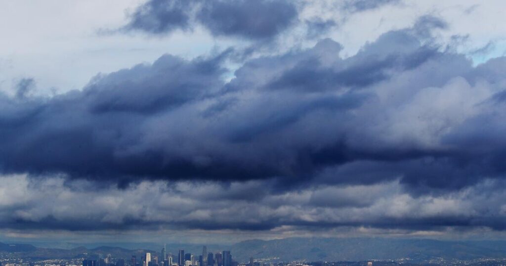 Clouds, Rain And Cold Weather Move Into Los Angeles County