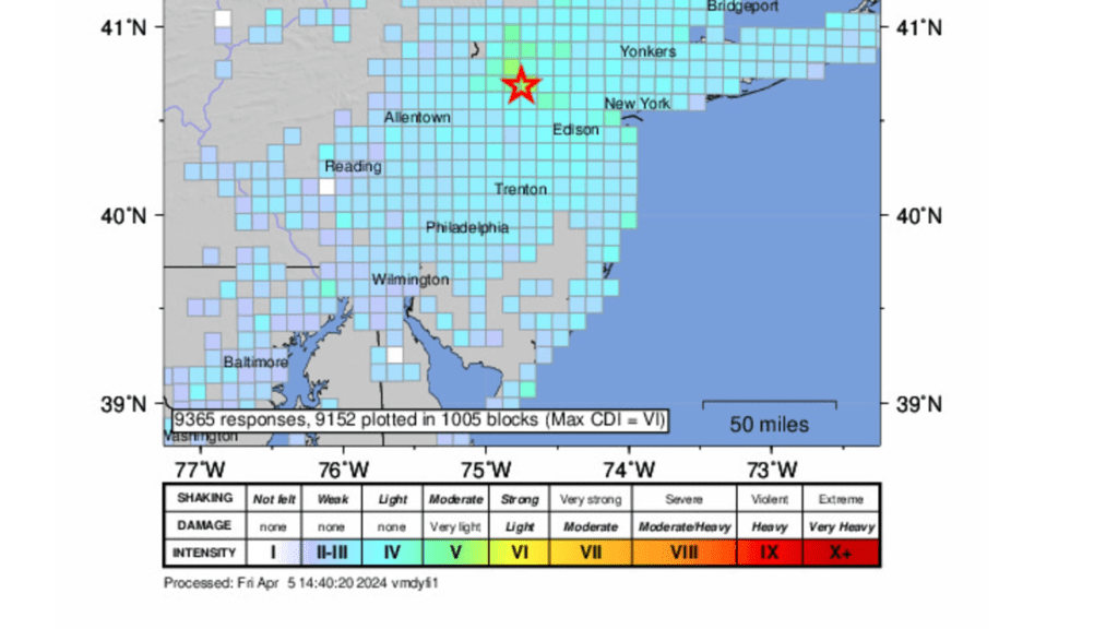 An Earthquake Hits The Northeastern United States With A Magnitude